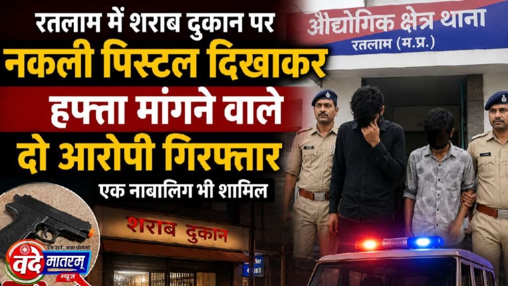 Ratlam : शराब दुकान पर ‘हफ्ता’ वसूली की कोशिश, नकली पिस्टल दिखाकर धमकाने वाले गिरफ्त में 1 Extortion racket in Ratlam